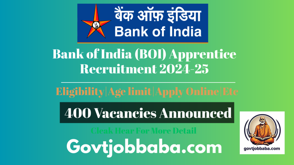 Bank of India (BOI) Apprentice Recruitment 2024-25